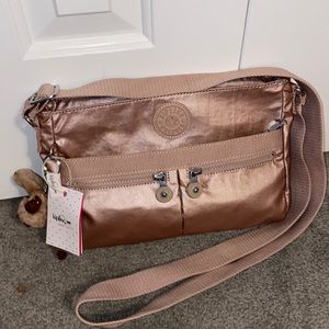 Brand New Rose Gold Metallic “Angie” Kipling Bag